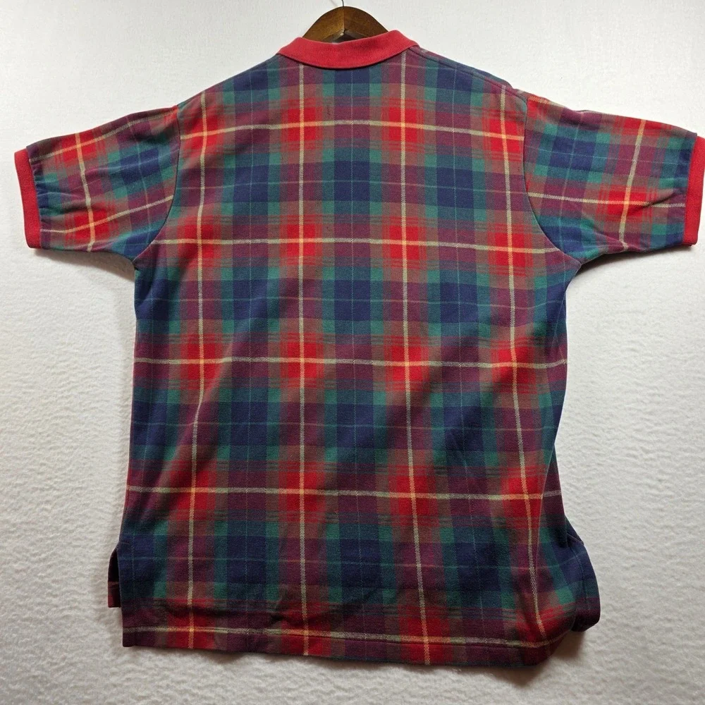 Polo Ralph Lauren Plaid‎ Polo Shirt Mens XL Red Green Blue Vintage Made in USA